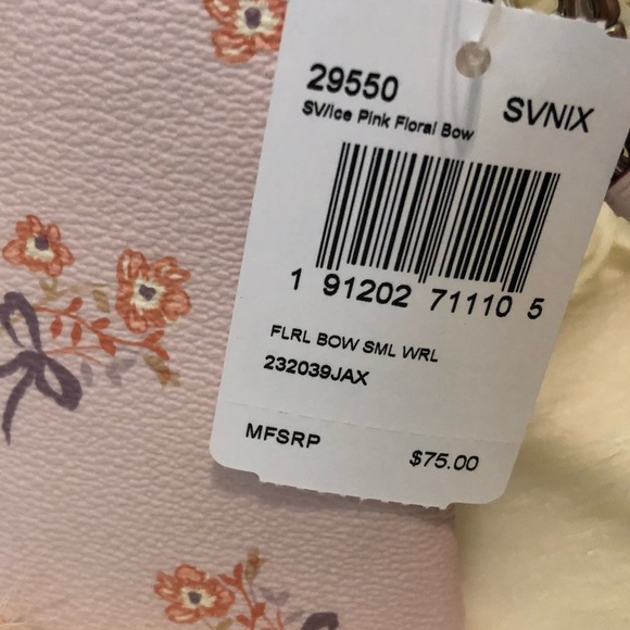 Coach NWT Pink Floral Bow Print Wristlet - Picture 3 of 4